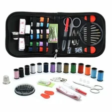 Mini Sewing Kit Home Travel Thread Threader Needle Tape Measure Scissor Black 