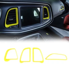 4pcs Yellow Center Console AC Vent Frame Trim Ring Kit For Dodge Challenger 15+ 