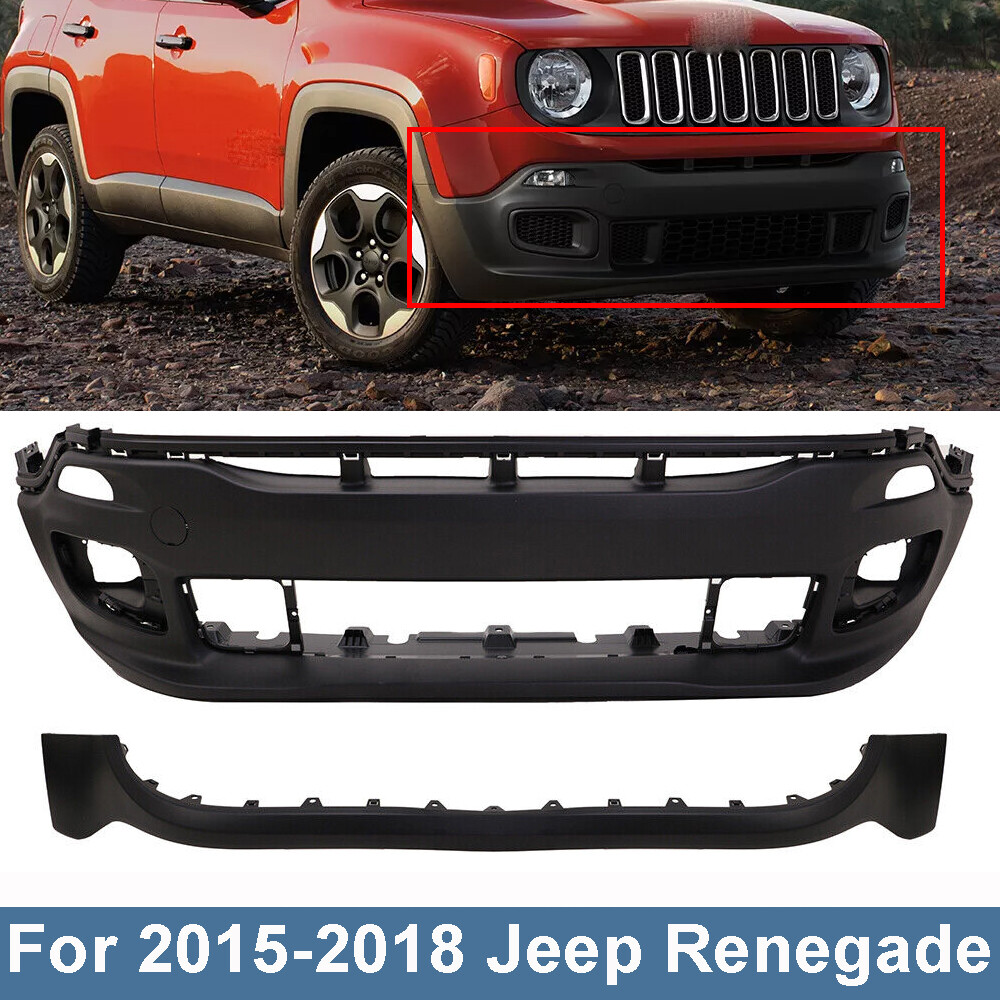 Bumper Cover Fascia Front Lower & Upper for Jeep Renegade 2015-2018 CH1014122