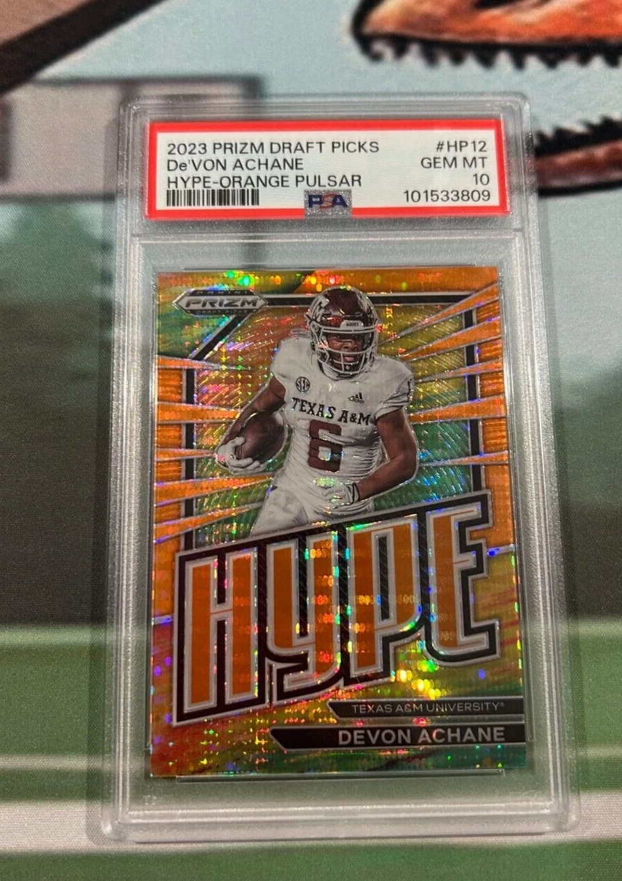 De'Von Achane Panini Prizm Draft Picks Hype #HP12 Orange Pulsar