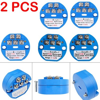 2pcs PT100 4-20MA 0-10V Temperature Sensor Transmitter Module
