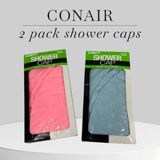 2 Pack Shower Cap Reusable Conair Large 55312T15 - 1 Pink And 1 Blue - FREE SHIP