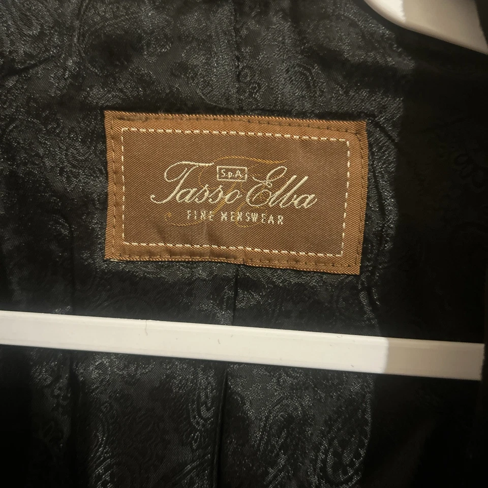 TASSO ELBA Men's Black Fine Wool Cashmere Blend Suede Collar Coat SIZE: L - Image 2 of 4