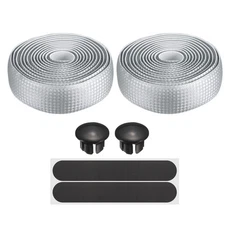 Bike Handlebar Tape PU EVA Carbon Fiber Bicycle Bar Tape with End Plugs, Silver