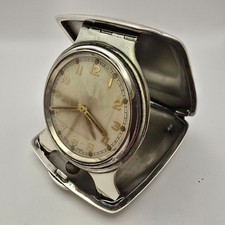 CONCORD TRAVEL DESK 8-DAY FOLDING CLOCK SILVER VINTAGE SWISS 15J MANUAL WINDING.