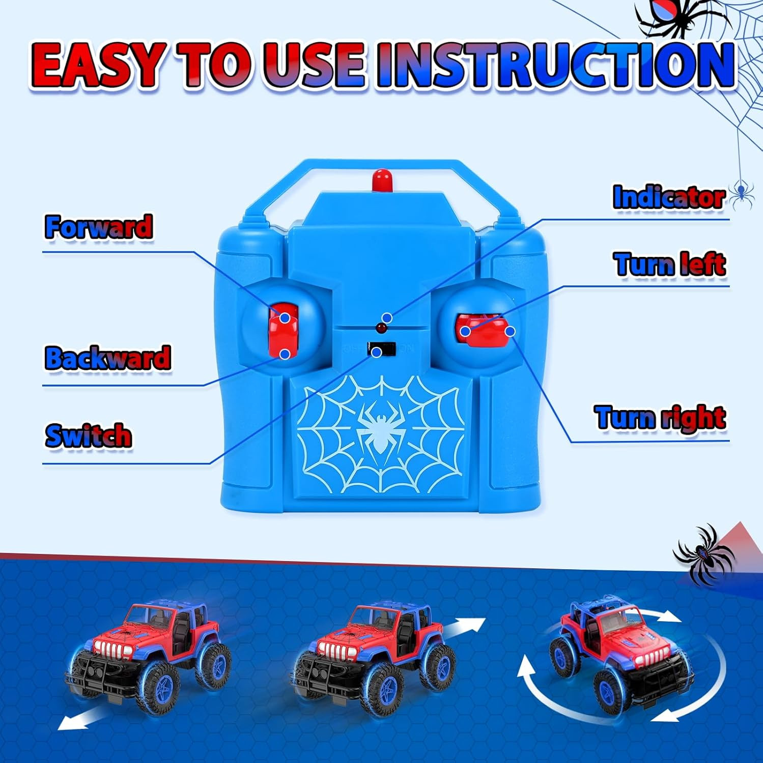 Spider Remote Control Car for Kids, RC Car for Boys, 2.4Ghz off Road RC Trucks, 