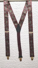 Vintage CAS Suspenders Brevete S.G.D.G. Clip Y Red Paisley West Germany