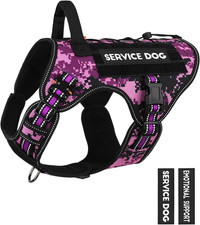Tactical Reflective Dog Harness for Medium/Large Dogs - Purple Camo, XL