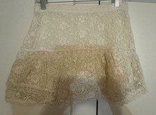 LoveShackFancy Elodie Tiered Lace Mini Skirt in Natural