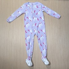 Carter's Child of Mine Unicorn Lavender Fleece Footed Pajamas 5T Long Sleeve Zip