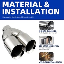 Stainless Steel Chrome 17.5 Long 5 Inlet 6 Outlet Dual Exhaust Muffler Pipe Stainless Steel Chrome 17.5 Long 5 Inlet 6 Outlet Dual Exhaust Muffler Pipe