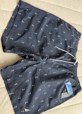 Nautica Performance Quick Dry Swim Trunks, Navy Blue With Anchors, Size XL