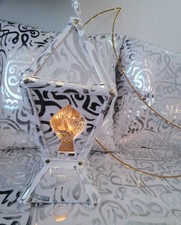  Ramadan & Eid white with silver cushion cover with Tablerunner Lanten set