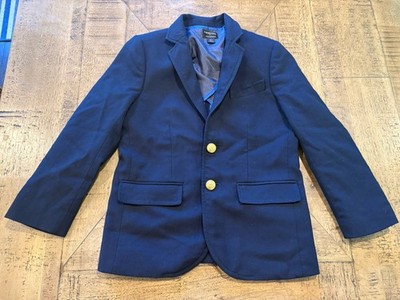 Crewcuts 6 - 7 Years Thompson Blazer Jacket Boys Navy J Crew Wool Blend Gold Btn