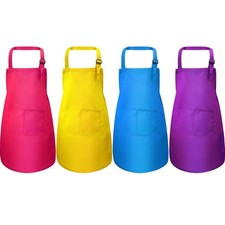 4 Pcs Kids Apron with Pocket Children Adjustable Chef Apron for Cooking