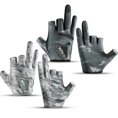 Men's Ice Silk Fishing Gloves | 3-Finger Cut Anti-Slip Sunscreen Breathable Mitt