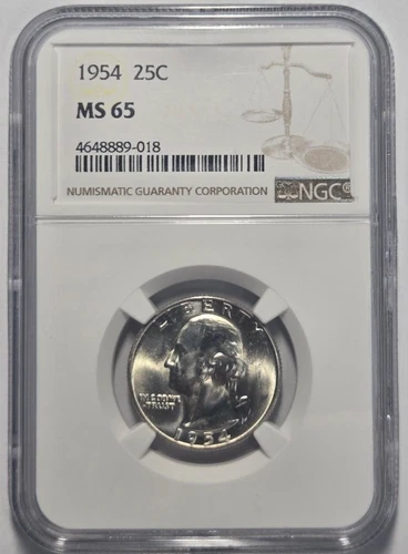 1954 WASHINGTON QUARTER (25C) NGC MS 65 Certified Coin