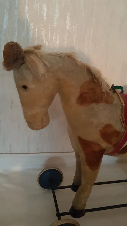 Altes großes Steiff Pferd auf Rädern, Rädertier Reittier - Bild 3 von 4
