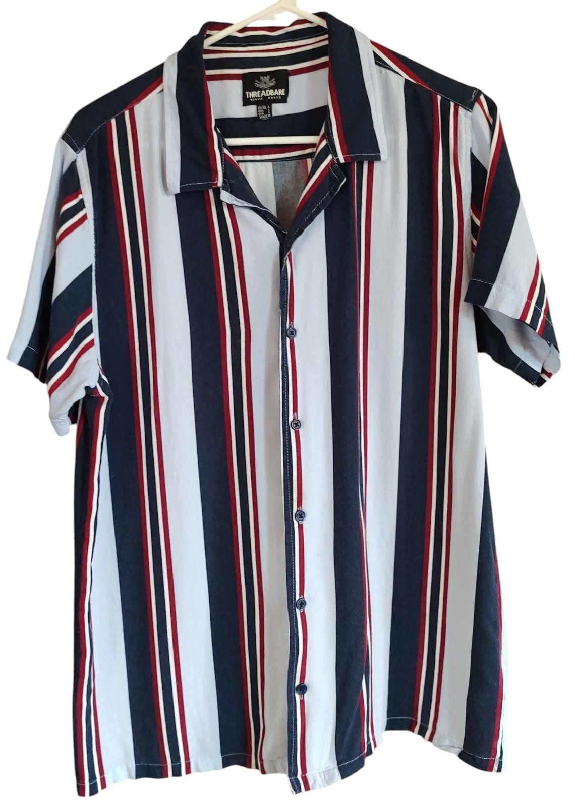 Threadbare Button Down Shirt Blue Red Striped Poc… - image 2