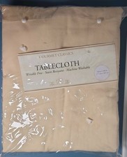 Gourmet Classics TableCloth Beige 70in x 144in Wrinkle Free, Stain Resistant NIP