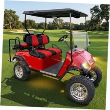 Golf Cart Diamond Seat Covers Kit Fit for EZGO TXT 1994-2013/EZGO RXV Red/Black