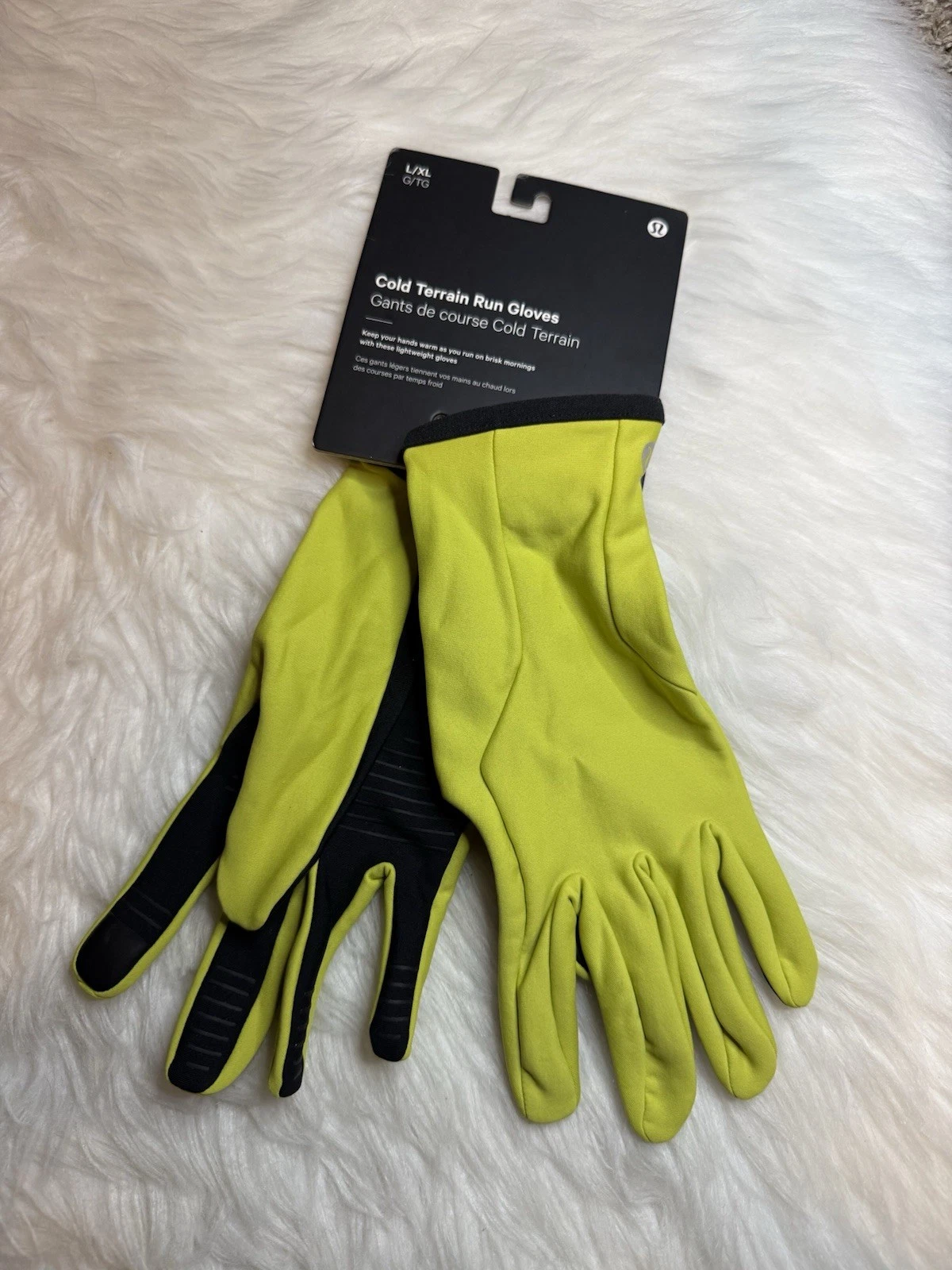 Lululemon Cold Terrain Run Gloves Tech Fleece L/XL YLSR BLK New