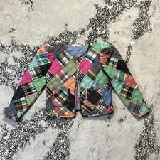 Love The Label Madras Patchwork Jacket Womens Size XS Multicolor Cotton