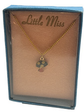 Vintage  Little Miss  Mushroom Pendant Necklace NOS B