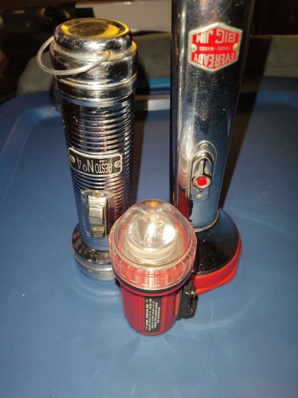 Lot of 3 vintage Flashlights 15" BIG JIM💥  Fulton Beacon💥 Resto #4