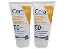 CERAVE HYDRATING MINERAL SUNSCREEN SPF 50 BODY 5 OZ NWOB EXP: 2028 LOT OF 2