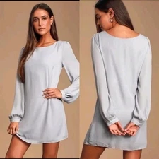 Lulus Women's XS Soft Grey Shift Dress Flowy Chic Effortless Timeless