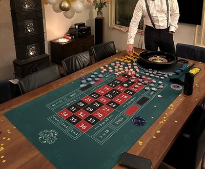 Riesen 180 x 90 cm Roulette Spielmatte BULLETS Spielfeld Tableau Double Zero