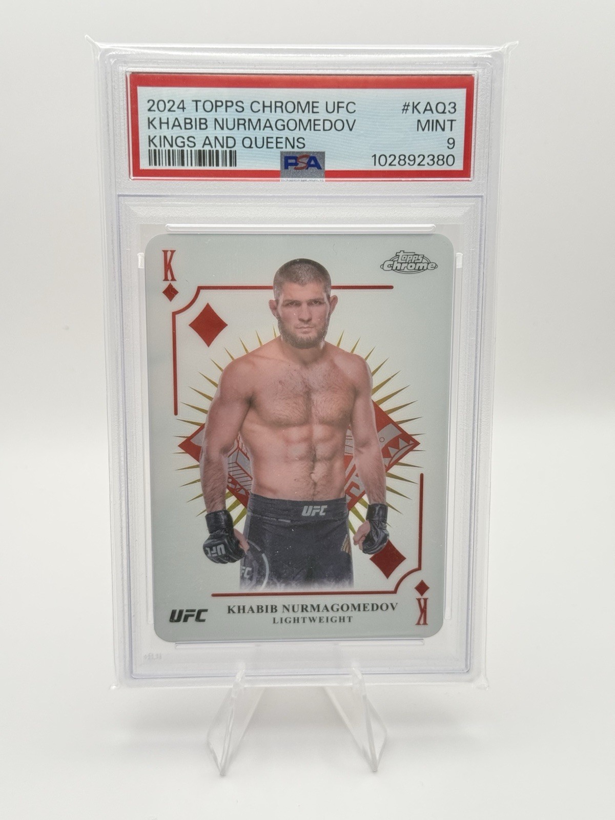 Khabib Nurmagomedov 2024 Topps Chrome UFC #KAQ-3 Kings and Queens Case Hit PSA 9