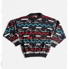 VINTAGE 80  s 90  s Colore made in Italy     Abstract Wool blend sweater men  s XL