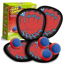 4 Pack Catch and Toss Game, Toddler Catch Ball Game Set, Kids Baseball Red