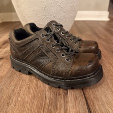 Vintage Y2K Doc Marten X Buckle Oxford Brown Leather Chunky Grunge Punk W9 M8