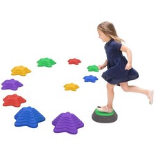 Image of ZONEKIZ Kids Stepping Stones, 11 Pieces Balance River Stones for Obstacle Course