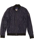 CALVIN KLEIN JEANS Mens Graphic Bomber Jacket UK 38 Medium Navy Blue DQ05