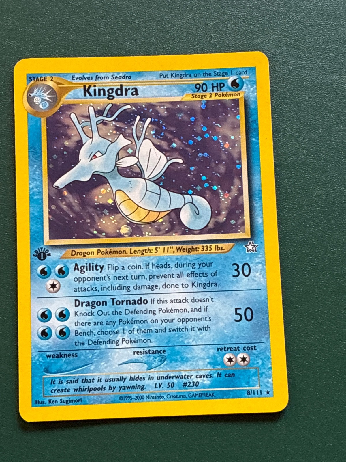 Pokemon Kingdra 8/111 1st Edition Holo SWIRL Neo Genesis NM