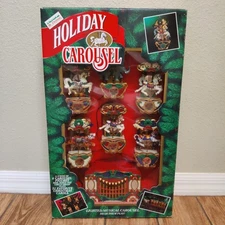 Mr Christmas Holiday Carousel 1992 Zebra Tiger Elephant & Horses Tested Working