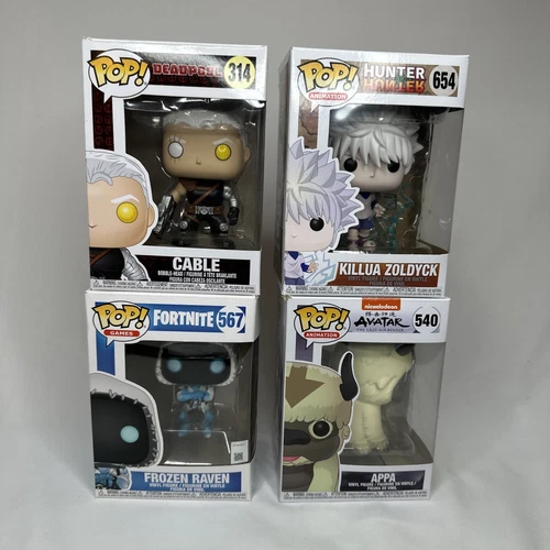 Funko Pop Lot Of 4 Figures Deadpool, Appa, Killua Zoldyck And Frozen Raven