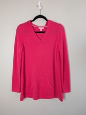 Lilly Pulitzer M Pink 100 Cashmere Hoody Pullover V-Neck Sweater