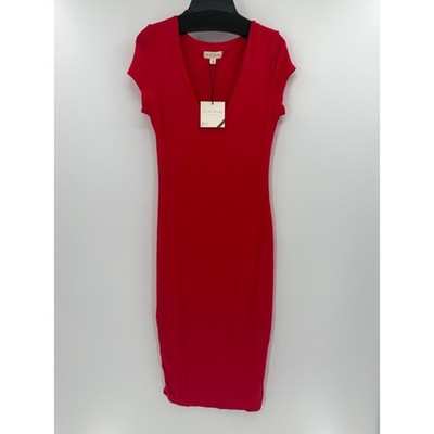 See You Monday Cap Sleeve Jersey Midi Dress - Red - Medium - New with tags