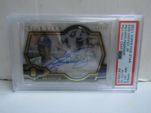 PSA 8 2021 Topps Five Star Ken Griffey Jr Pentamerous On Card Auto /25 Mariners