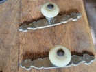vintage interior cabinet door latch mechanism, made of brass with porcelain knob — photo 5