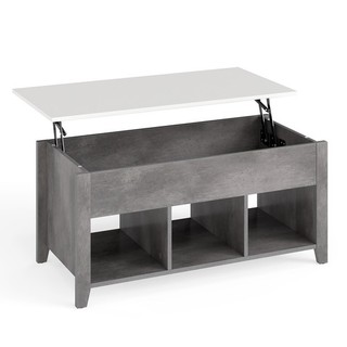 COSTWAY Lift Up Coffee Table Rising Center Table Accent Table w/ Lift Top Grey