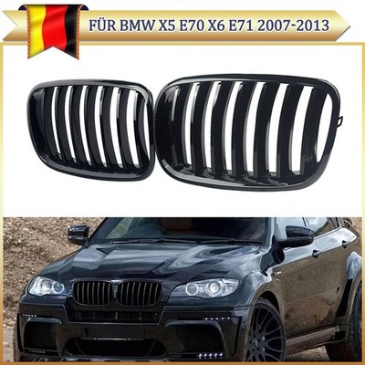 Kühlergrill Einzelsteg für BMW X5 E70 X6 E71 2007-13 Grill Nieren Glanz Schwarz