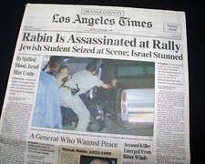 1995 YITZHAK RABIN Prime Minister of Israel Jewish Jews Tel Aviv ASSASSINATION