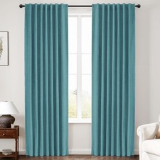 INOVADAY 100 Blackout Curtains W50xL108, 2 Panels, Back Tab/Rod Pocket, Teal