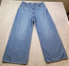 Levis Cinch Jeans Womens 34 Blue Wash Baggy Wide Leg High Rise Snap Waist Denim